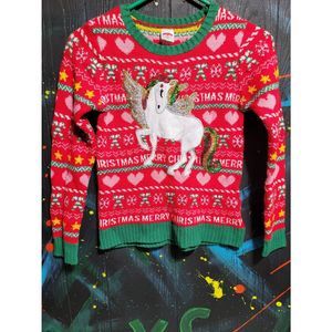 Holiday Time Christmas Unicorn Sweater, Size Large (10-12)